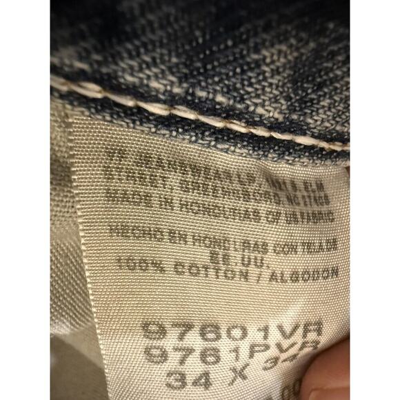 Vintage Wrangler Jeans Mens 34x34 Blue Distressed Paint Stains Workwear 90s - Picture 3 of 7